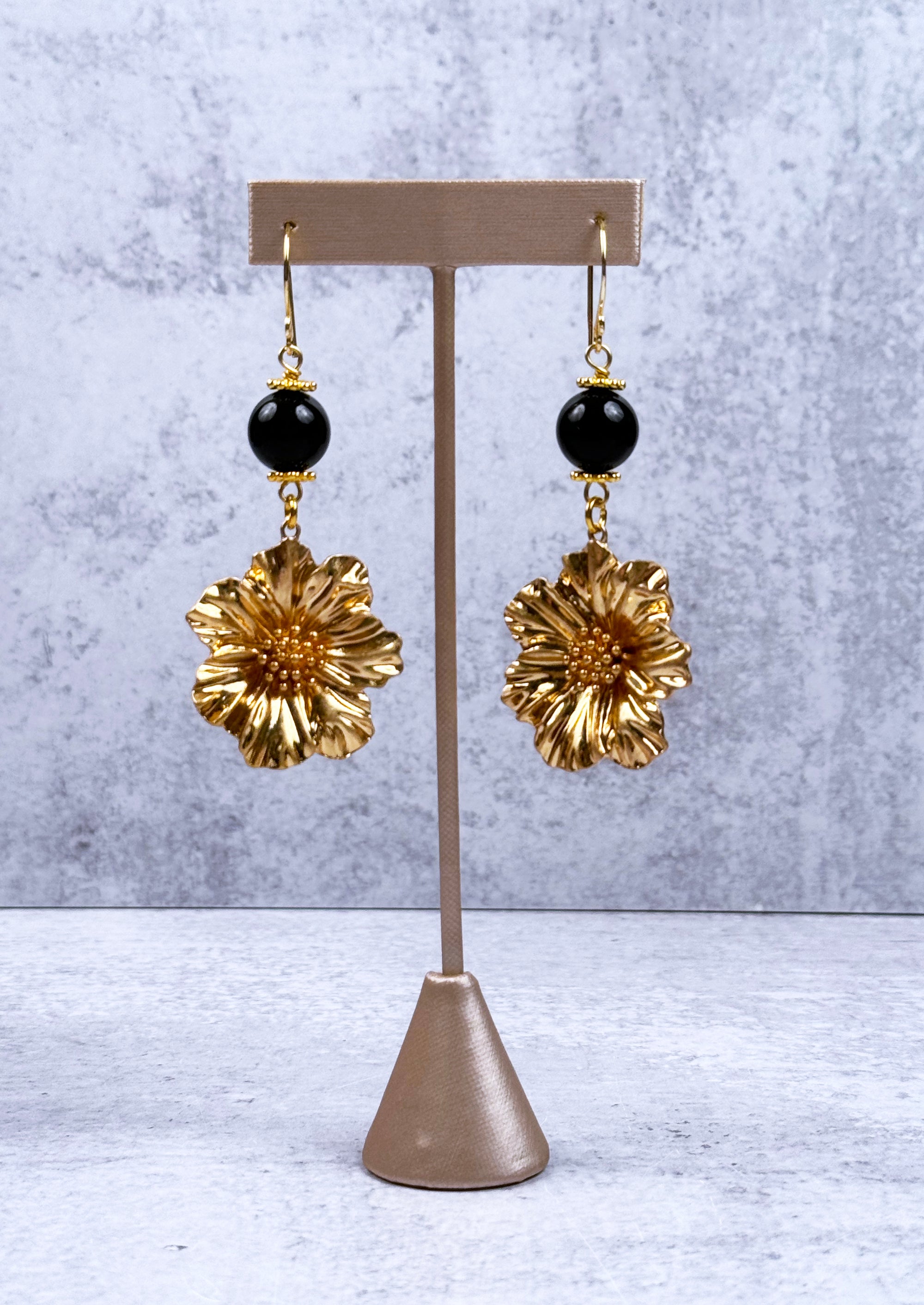 Opulent Gold Flower Earrings