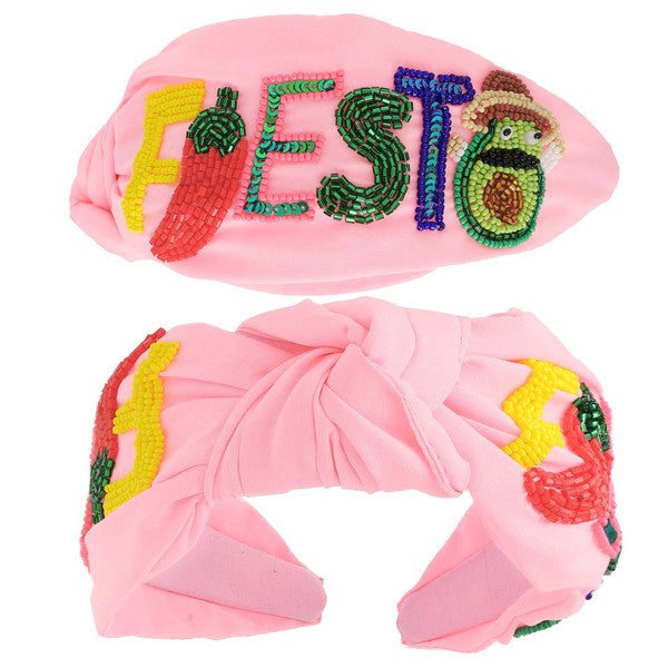 Fiesta with Avocado Pink Knotted Headband