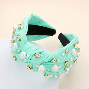 Dreamy Pastel Pearl and Rhinestone Knotted Headband