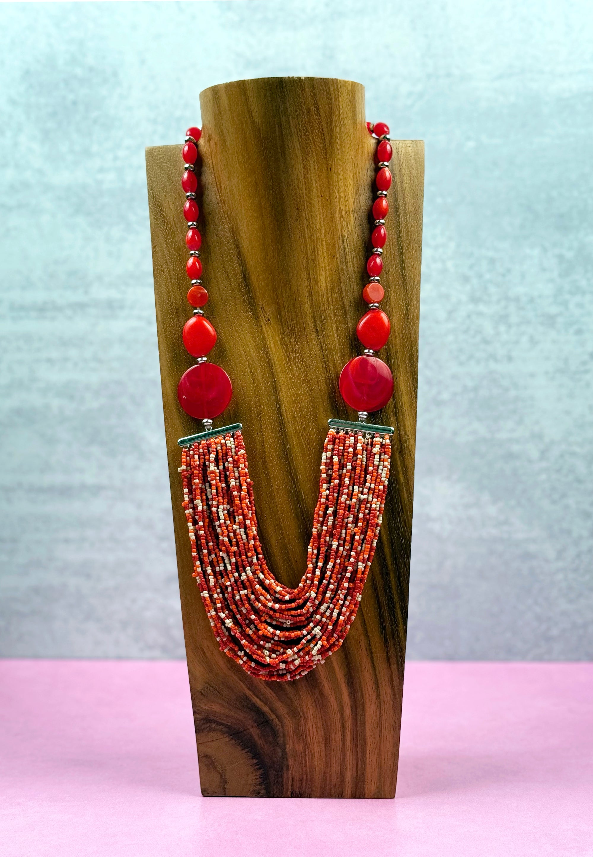 Fire Red Lengthy Necklace