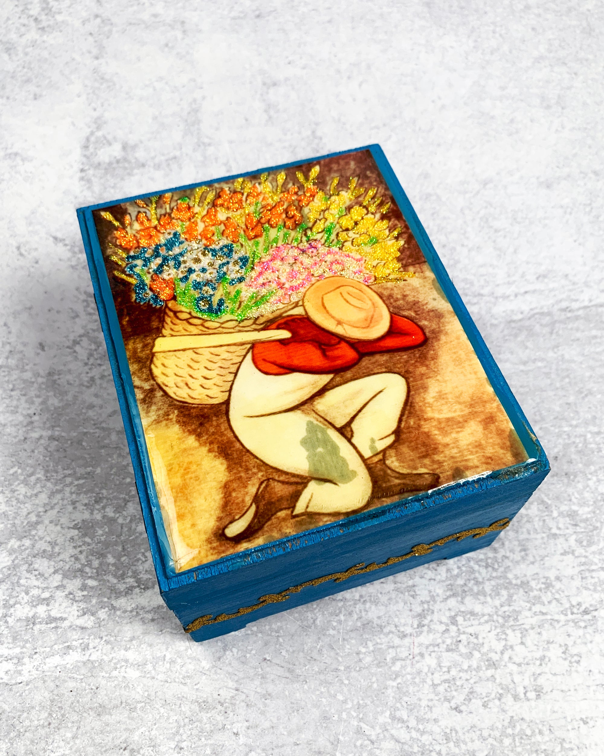 Diego Rivera 'Flower Vendor' Wooden Box