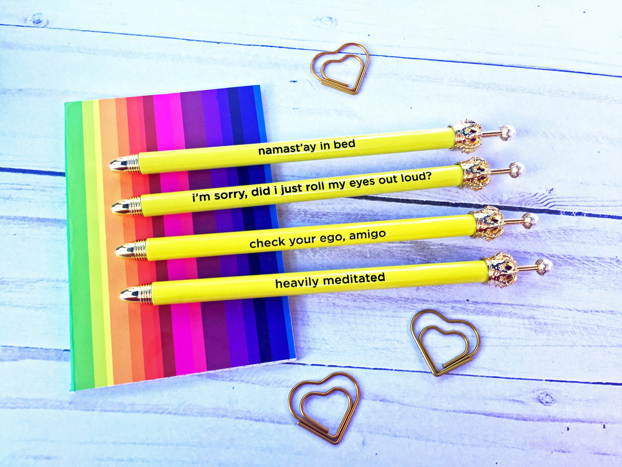 Chartreuse Crown Ballpoint Pen with Cute Mantra