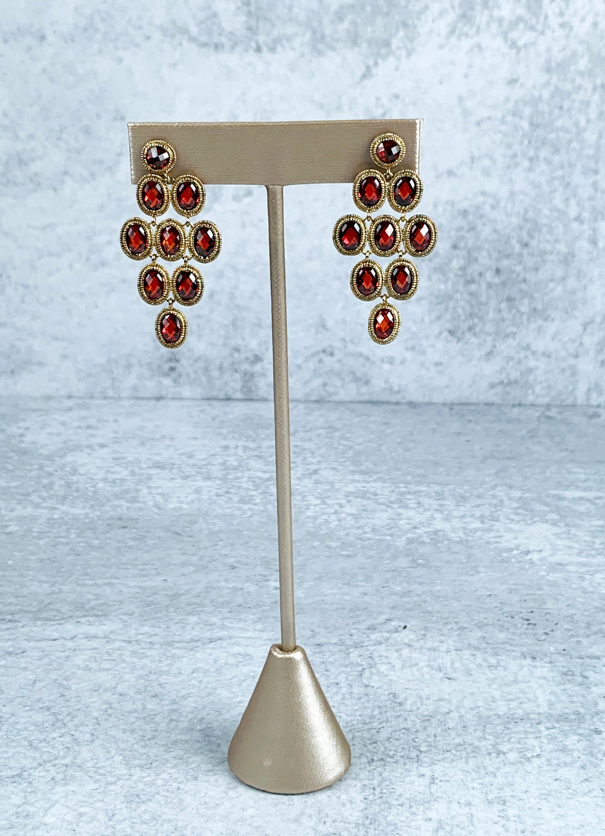 Garnet and Gold Statement Earrings