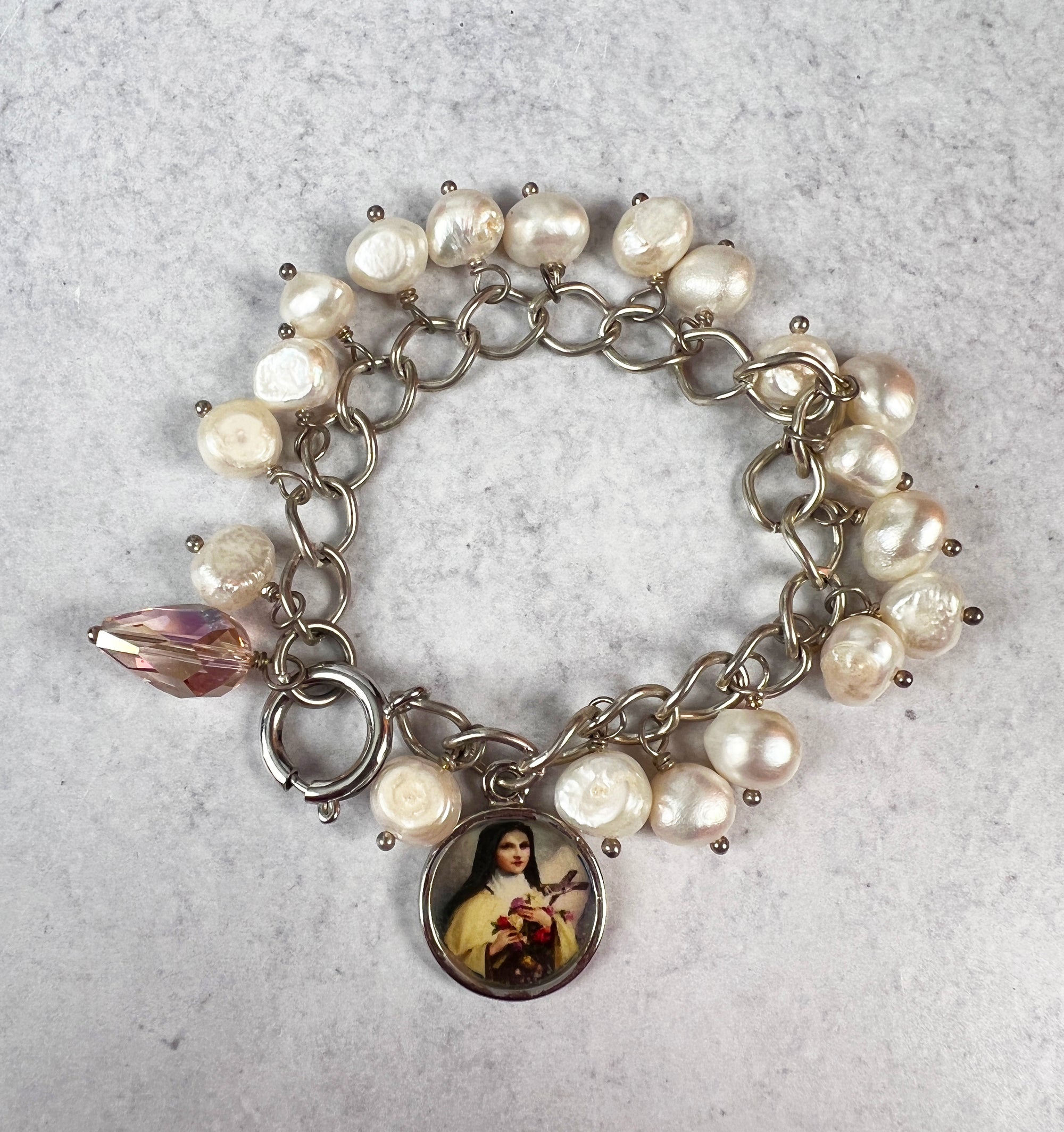 St. Therese Freshwater Pearl Charm Bracelet