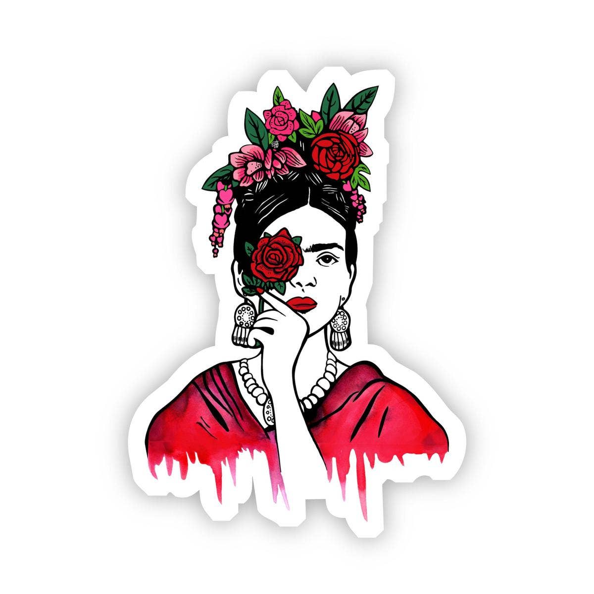 Frida Kahlo Red Roses Sticker