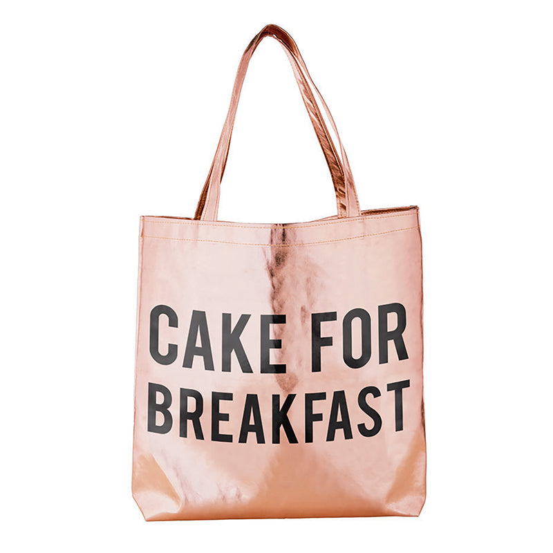 Cake for Breakfast Rose Gold Metallic Tote Bag