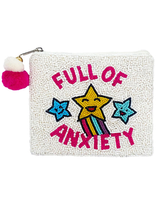 Full of Anxiety Glass Beaded Zipper Pouch