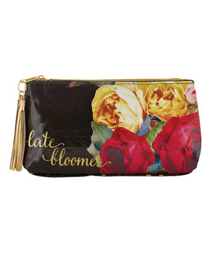 Late Bloomer Roses Oil Cloth Zipper Pouch