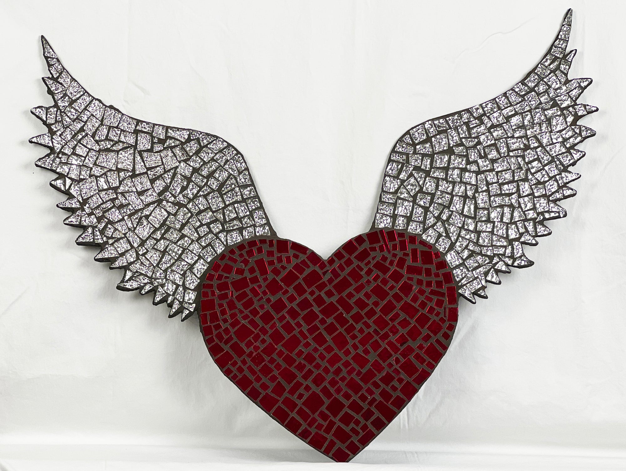 Large Mosaic Heart with Wings