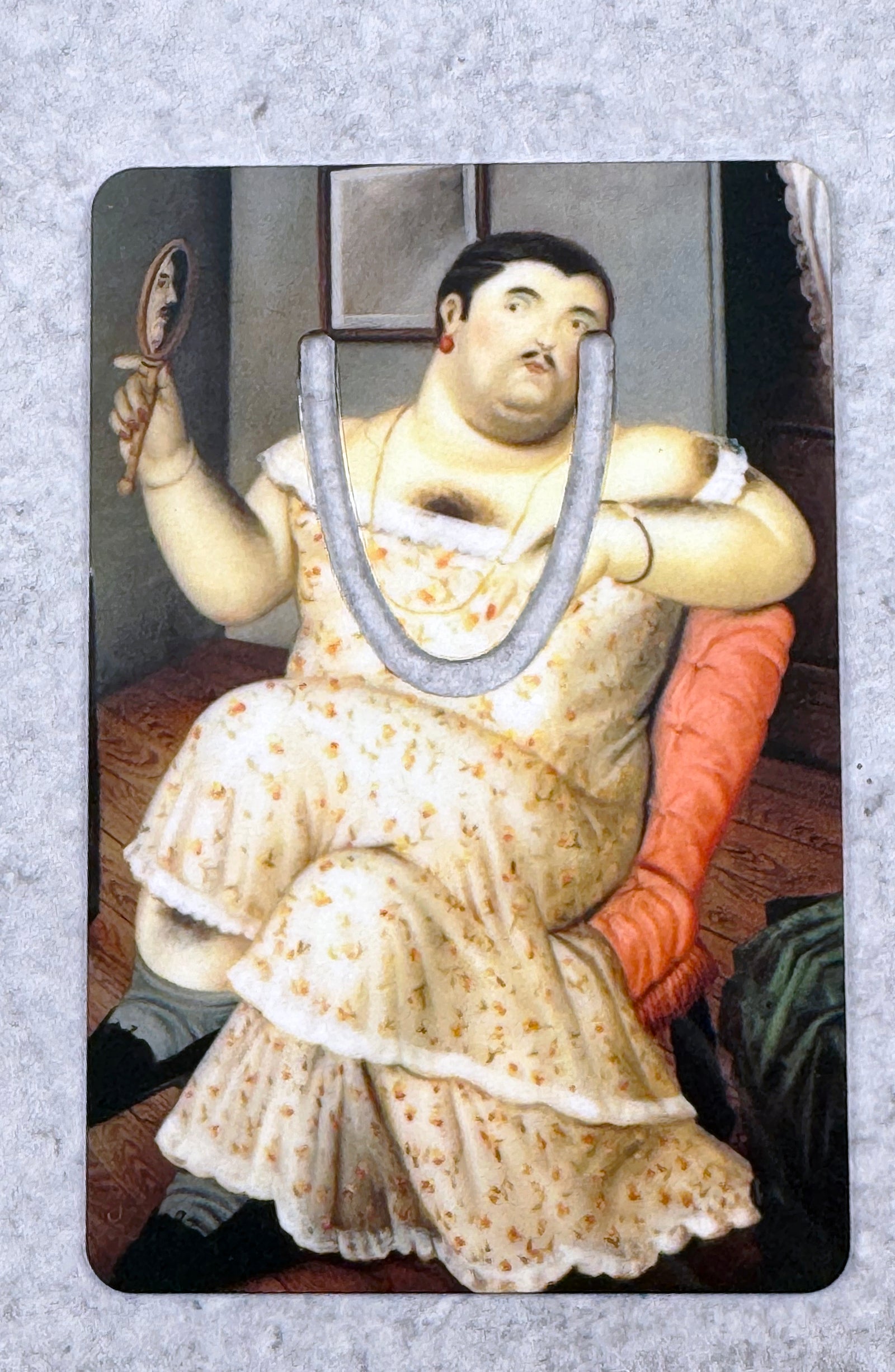 Botero's 'Man in Dress' Metal Bookmark