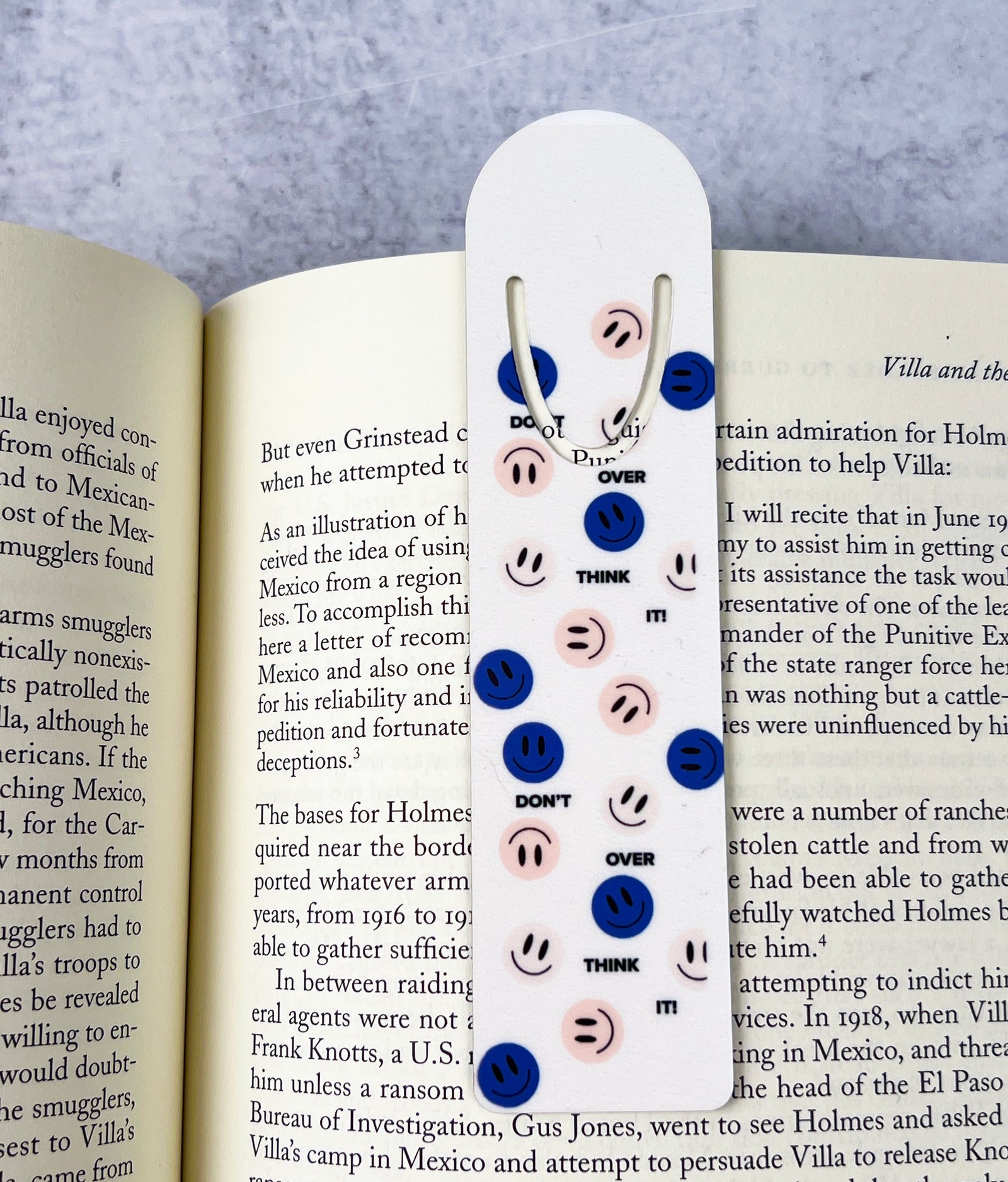 Don't Over Think It Smiley Faces Metal Bookmark