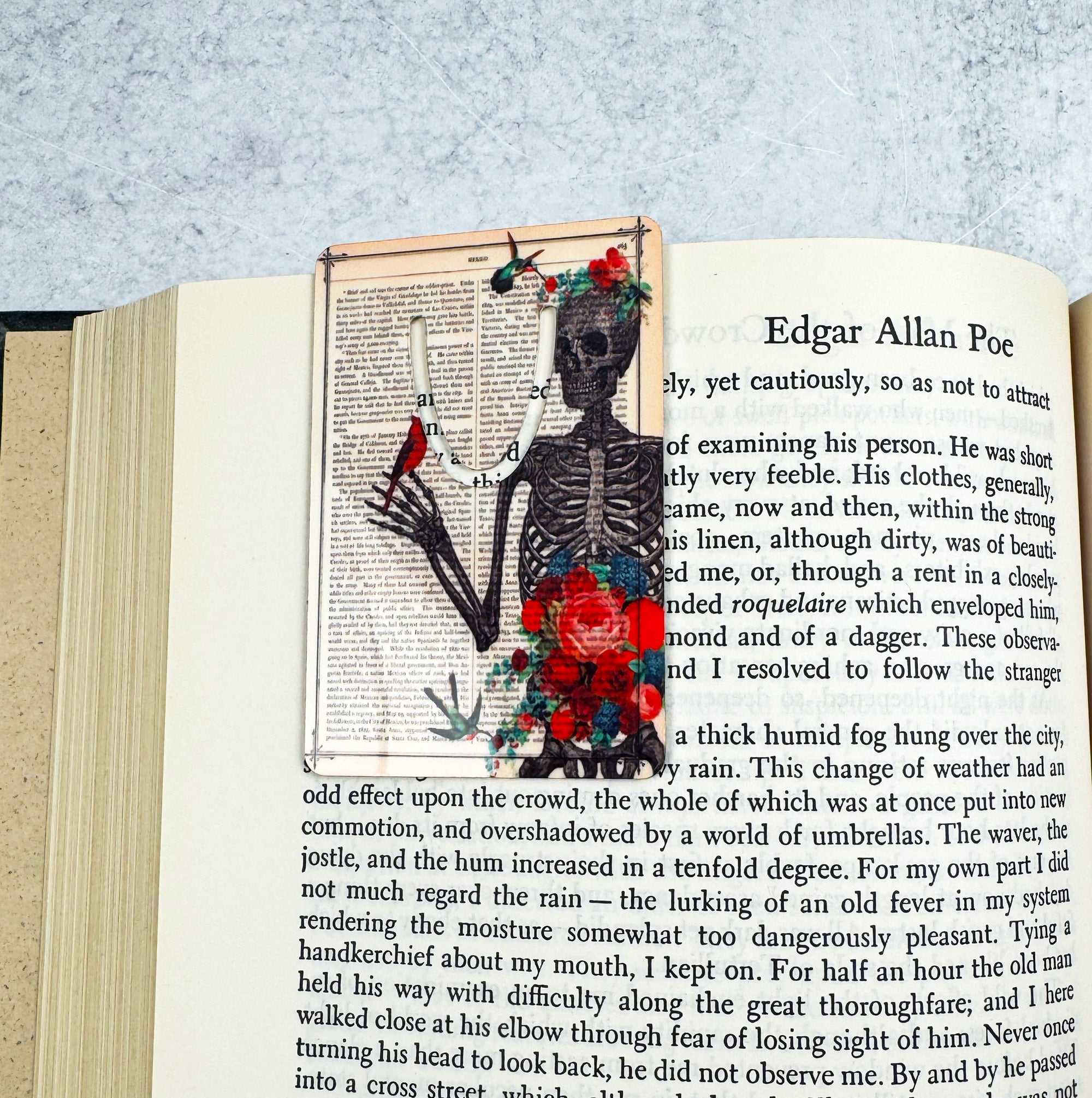 Skeleton with Humming Bird Metal Bookmark