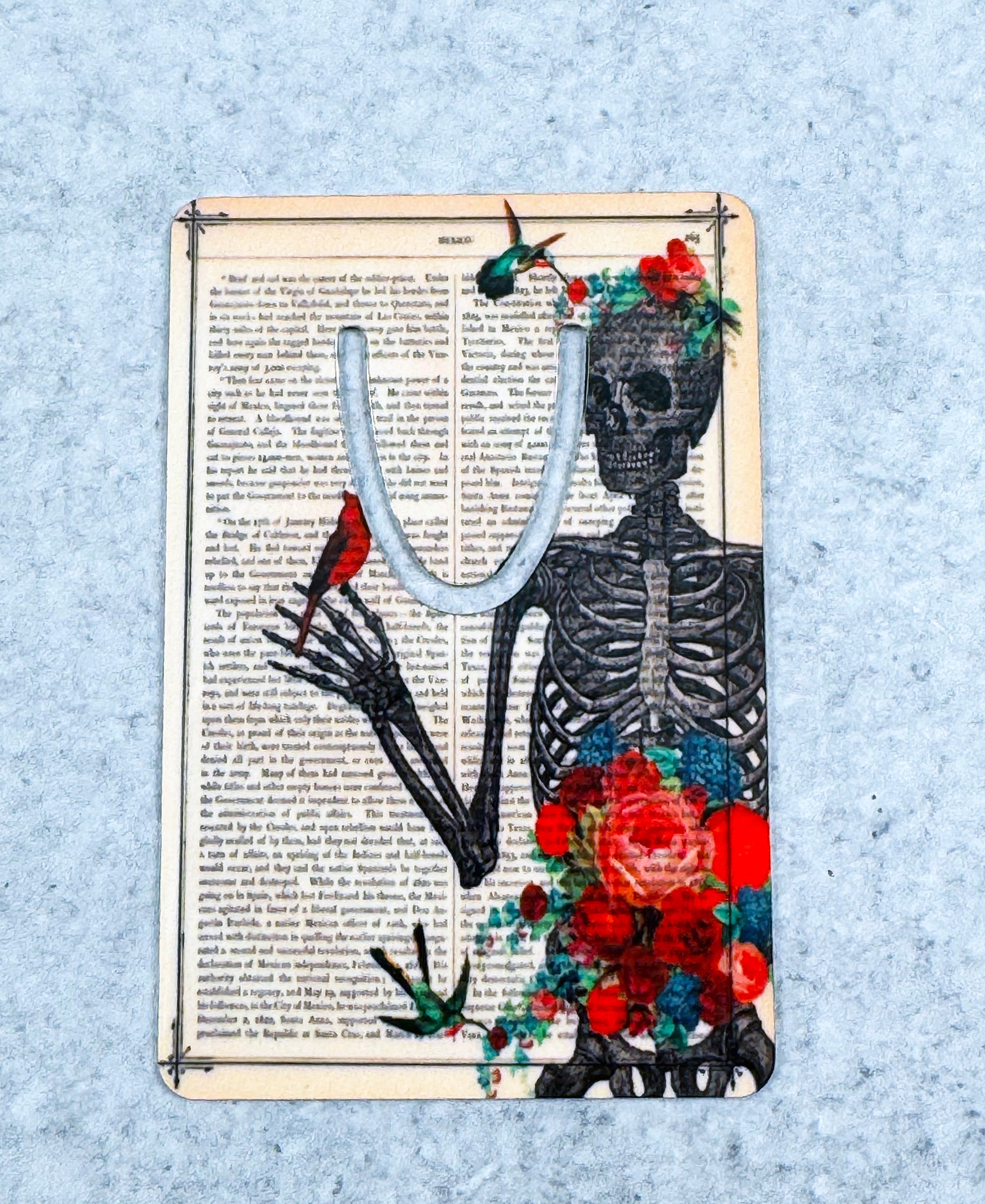 Skeleton with Humming Bird Metal Bookmark