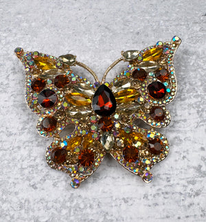 Gorgeous Encrusted Rhinestone Butterfly Brooch