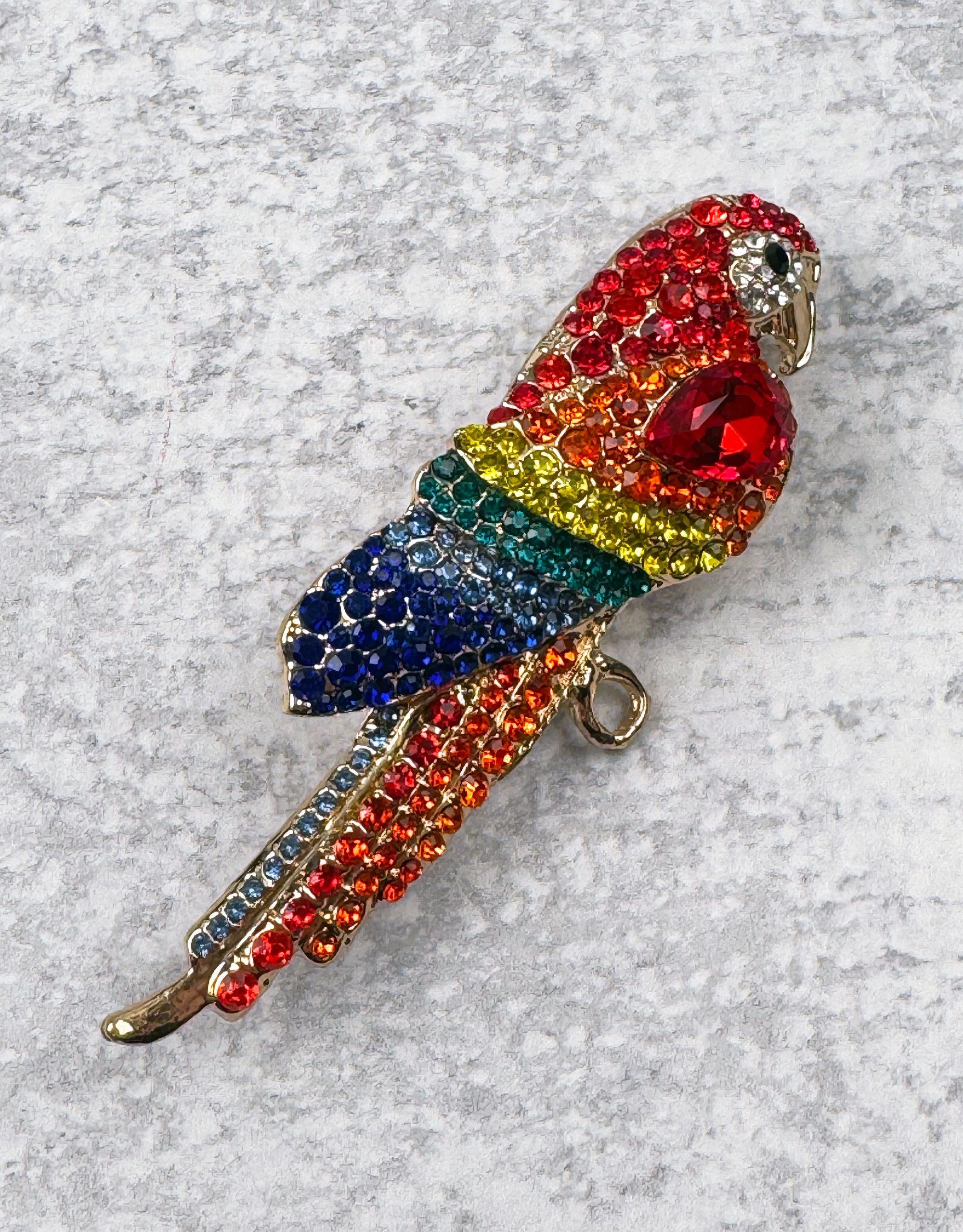 Colorful Papagayo Parrot Rhinestone Brooch