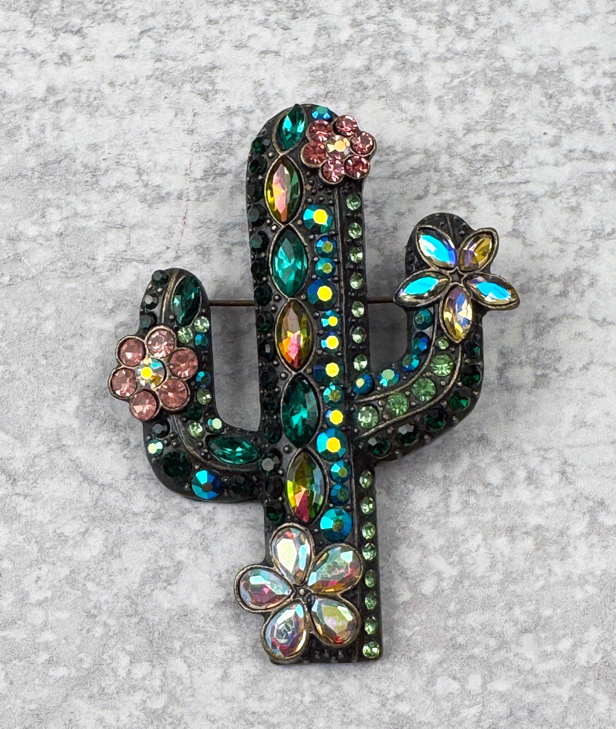 Cactus Rhinestone Brooch