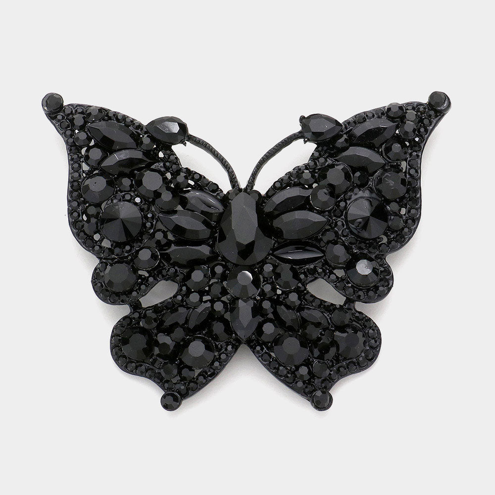 Beautiful Black Gem Butterfly Brooch