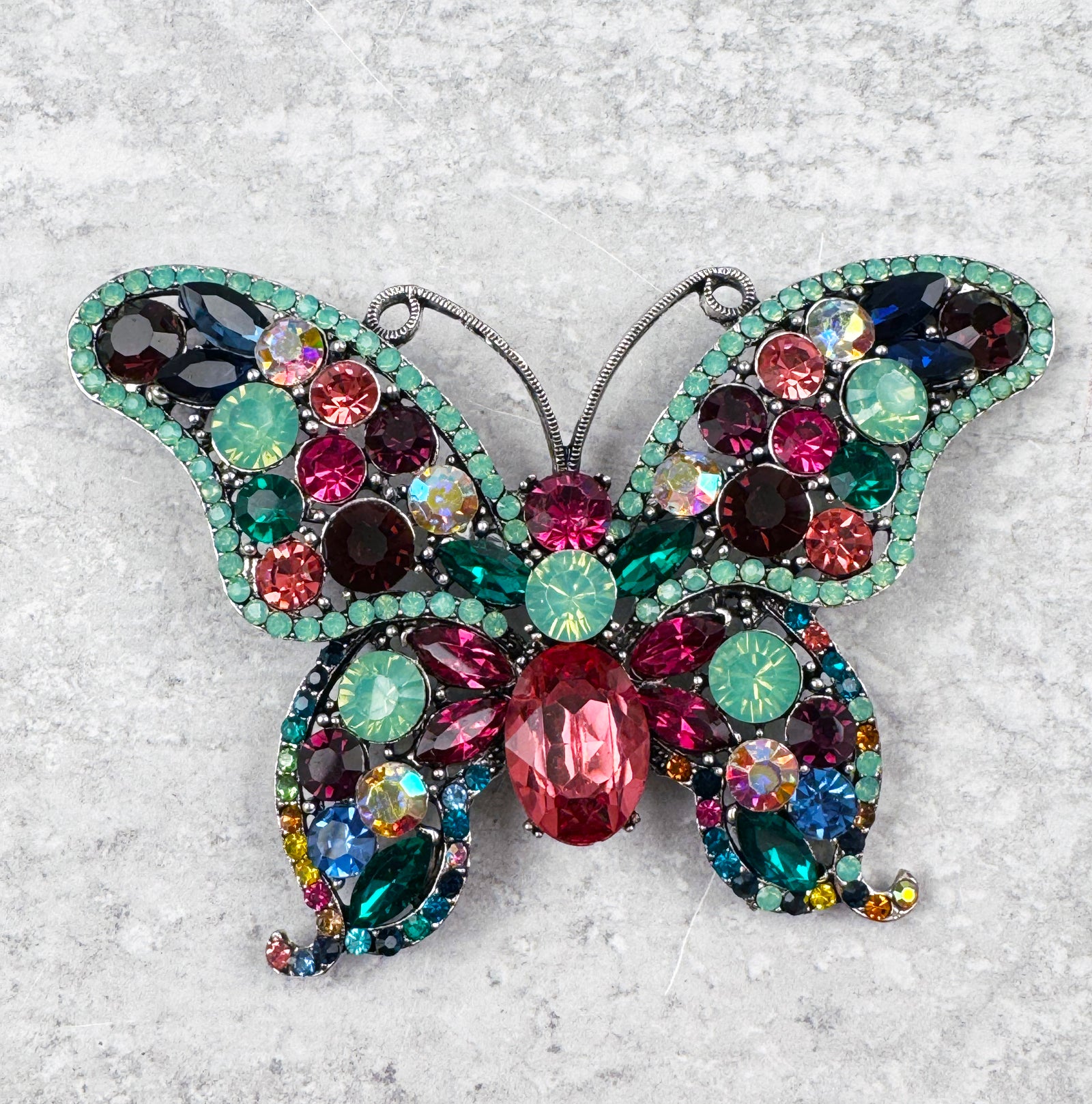 Pastel Rhinestone Butterfly Brooch