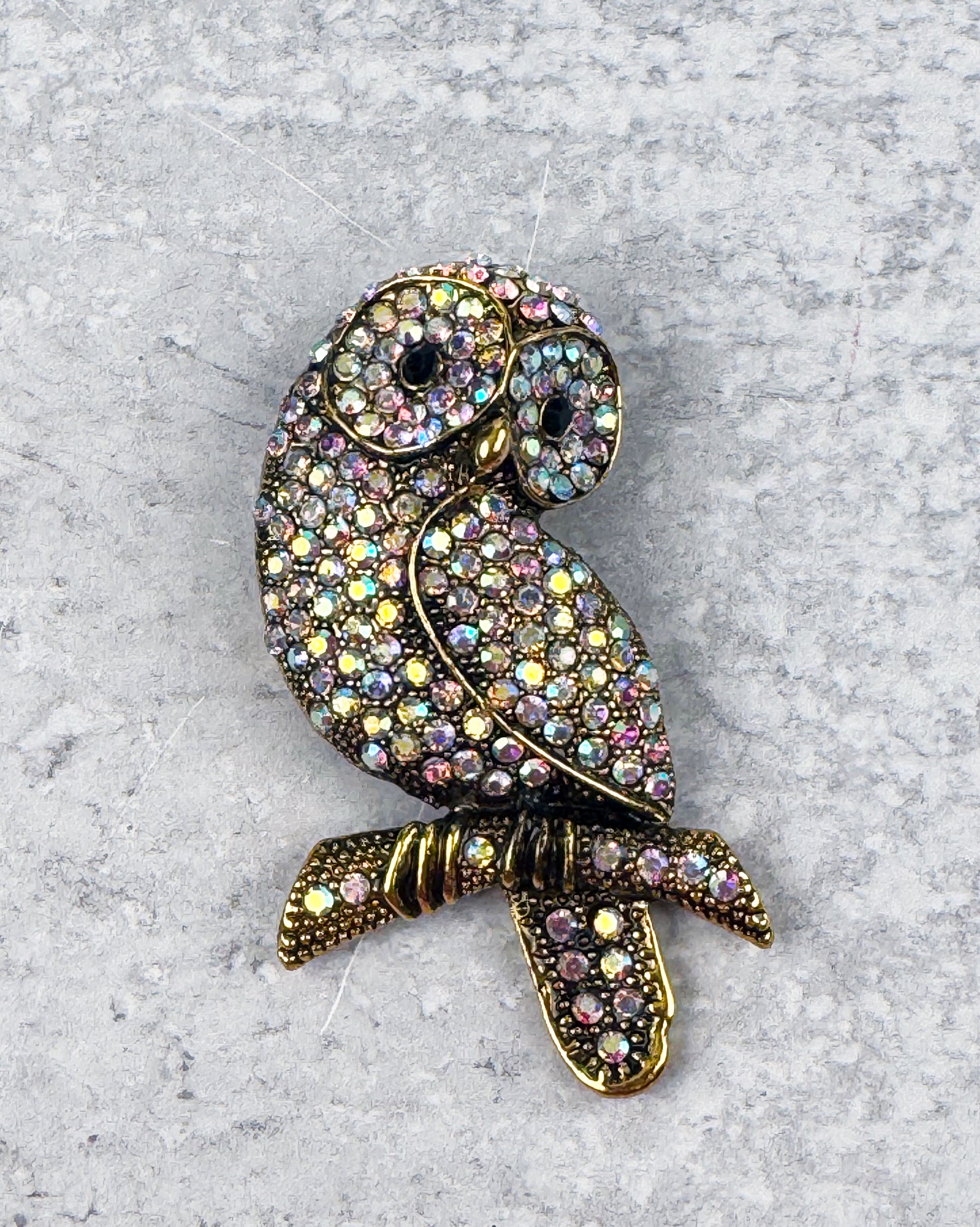 Embellished Owl Rhinestone Brooch