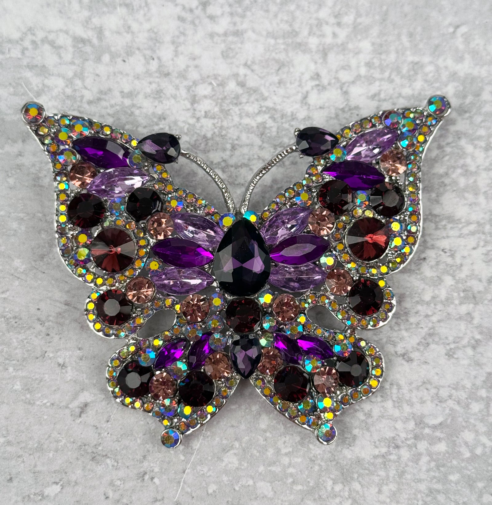 Gorgeous Encrusted Rhinestone Butterfly Brooch