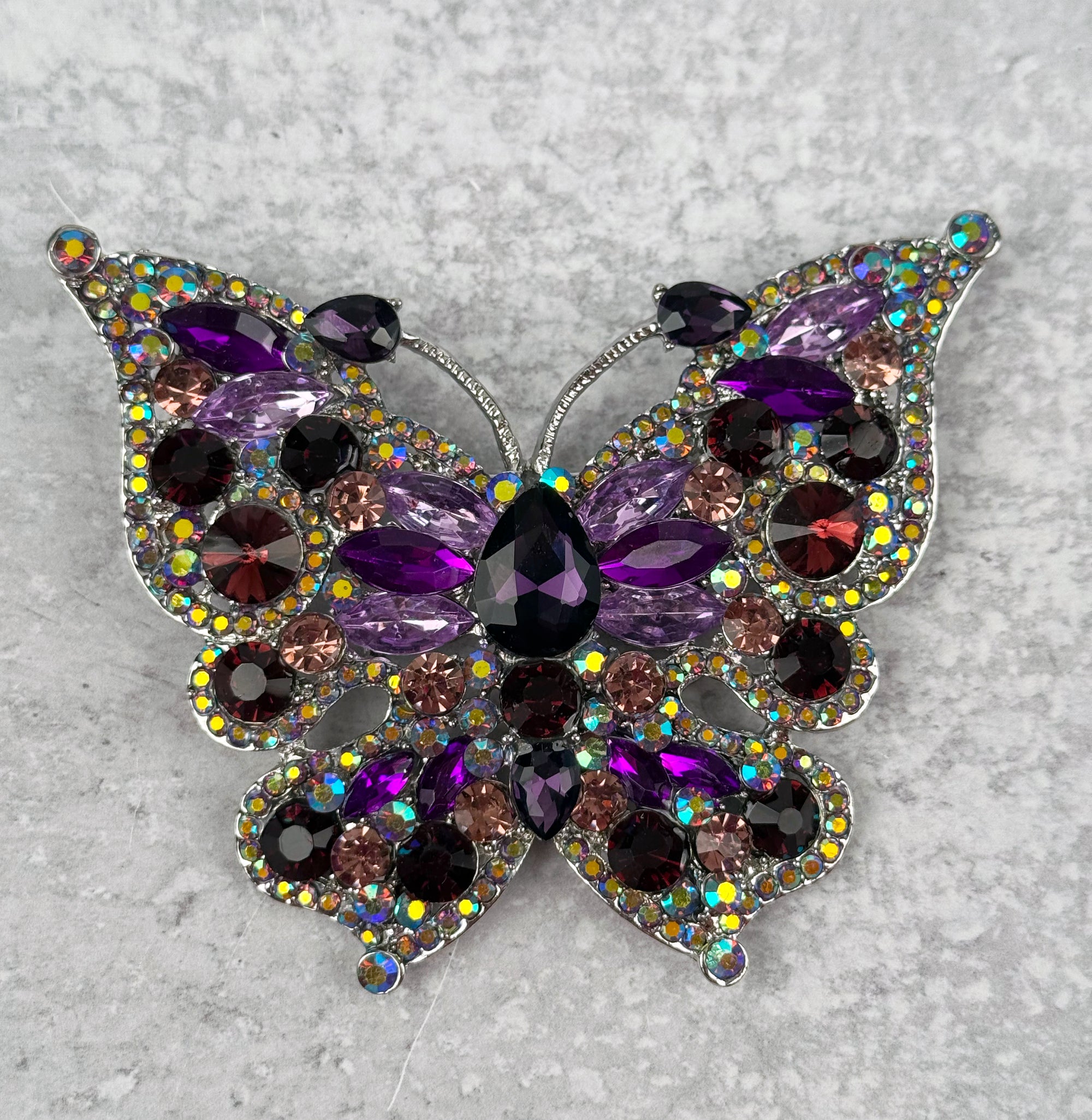 Shades of Purple Rhinestone Butterfly Brooch