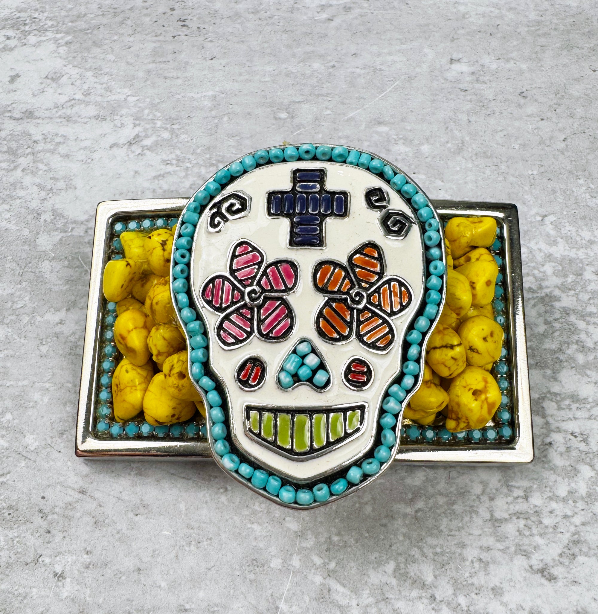 Dia de los Muertos Sugar Skull Belt Buckle