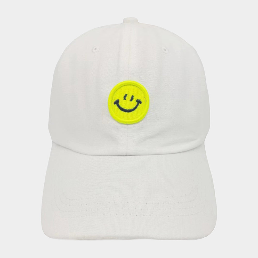 Smiley Face White Baseball Cap