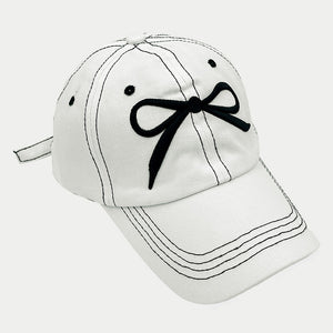 Embroidered Bow Baseball Cap