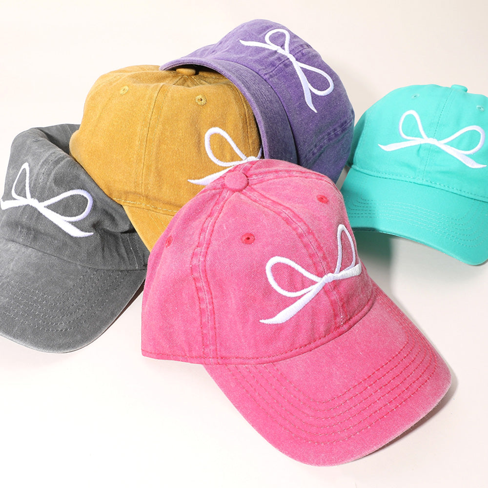 Embroidered Bow Baseball Cap