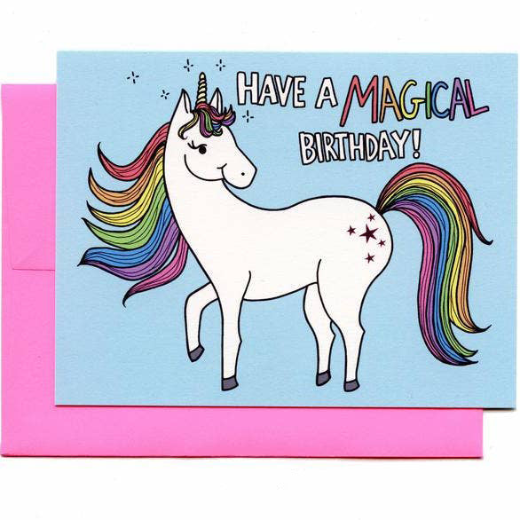 Unicorn Happy Birthday Blank Card