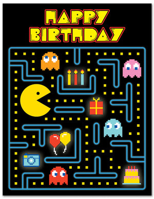 Retro Arcade PacMan Birthday Card