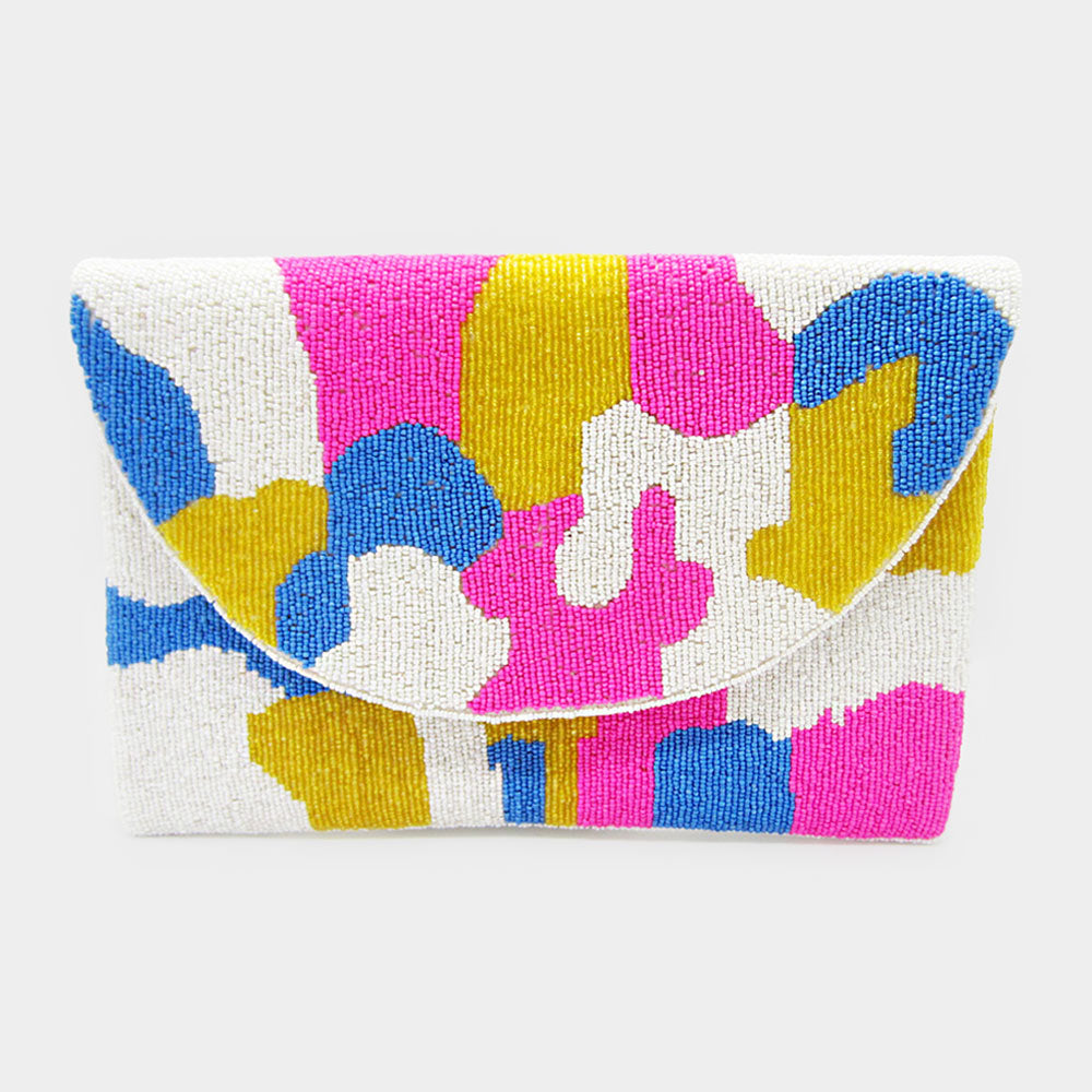 Abstract Patterned Beaded Clutch