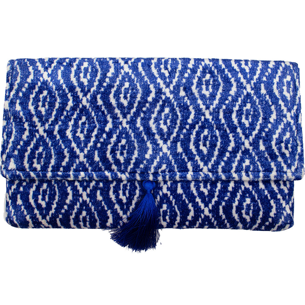Blue and White Pattern Clutch