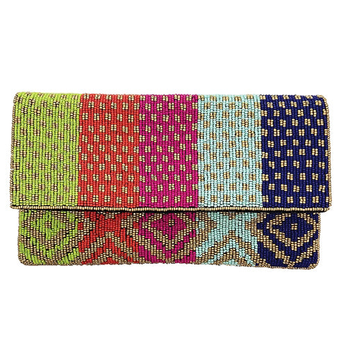 Jewel Tone Glass Beaded Clutch
