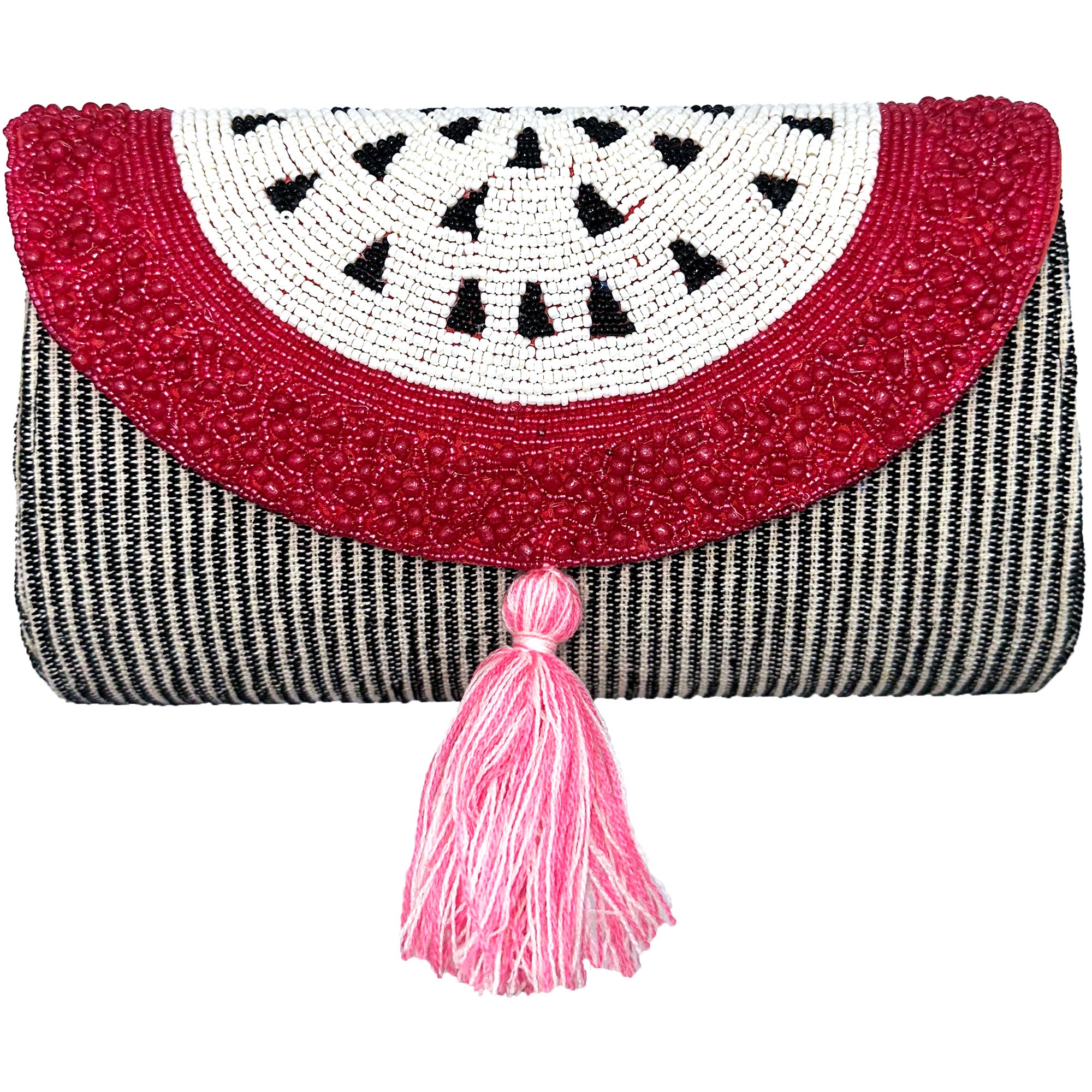 Passion Fruit Hardshell Glass Beaded Clutch
