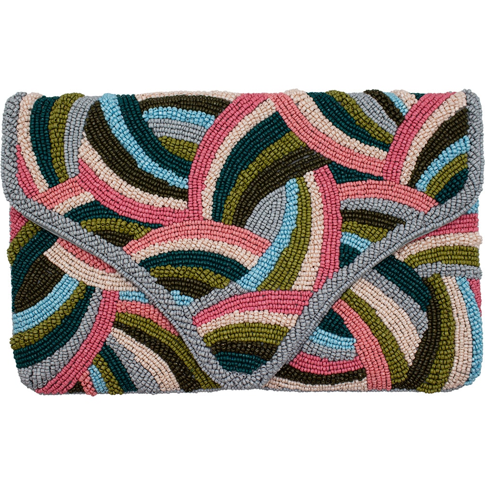 Wave Design Glass Beaded Clutch