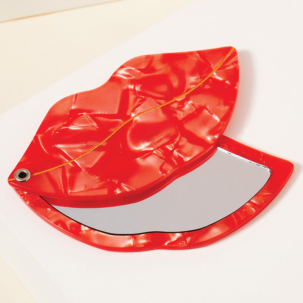 Bold Red Lip Compact Mirror