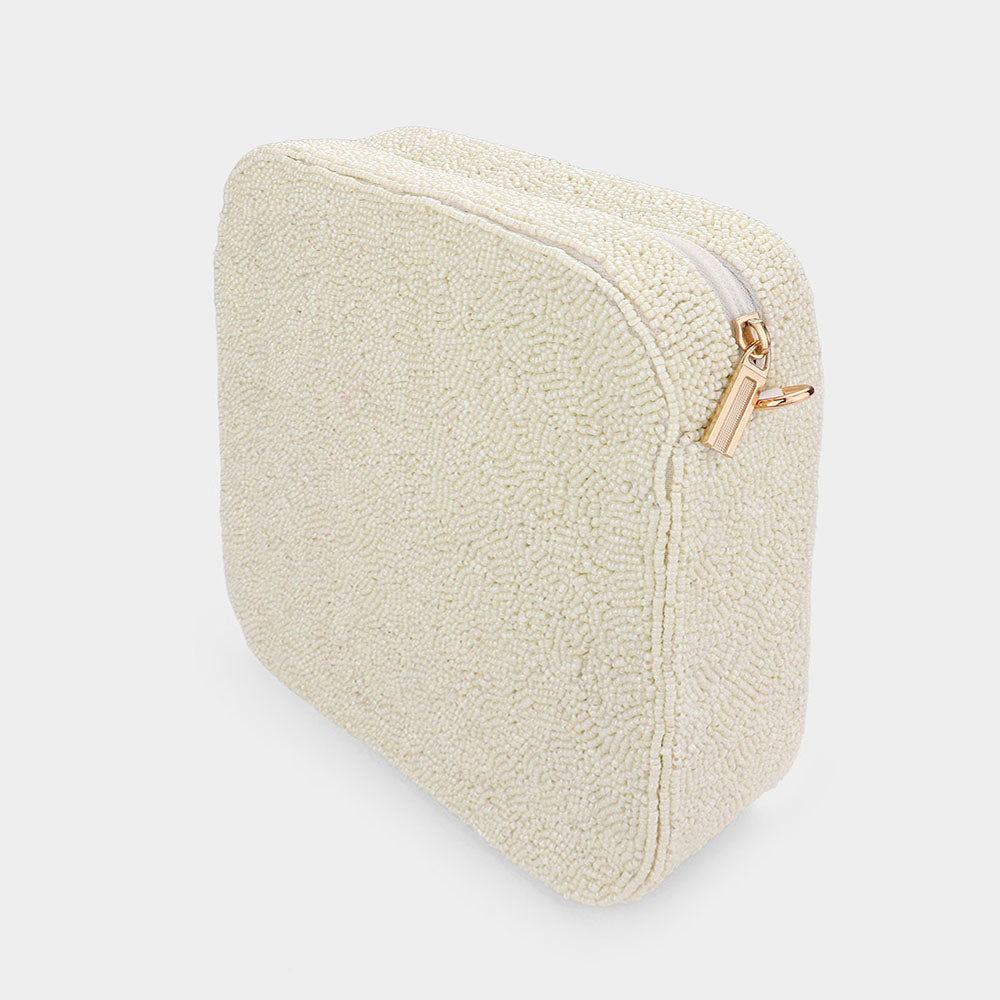 Star Patterned Glass Seed Beaded Crossbody Bag