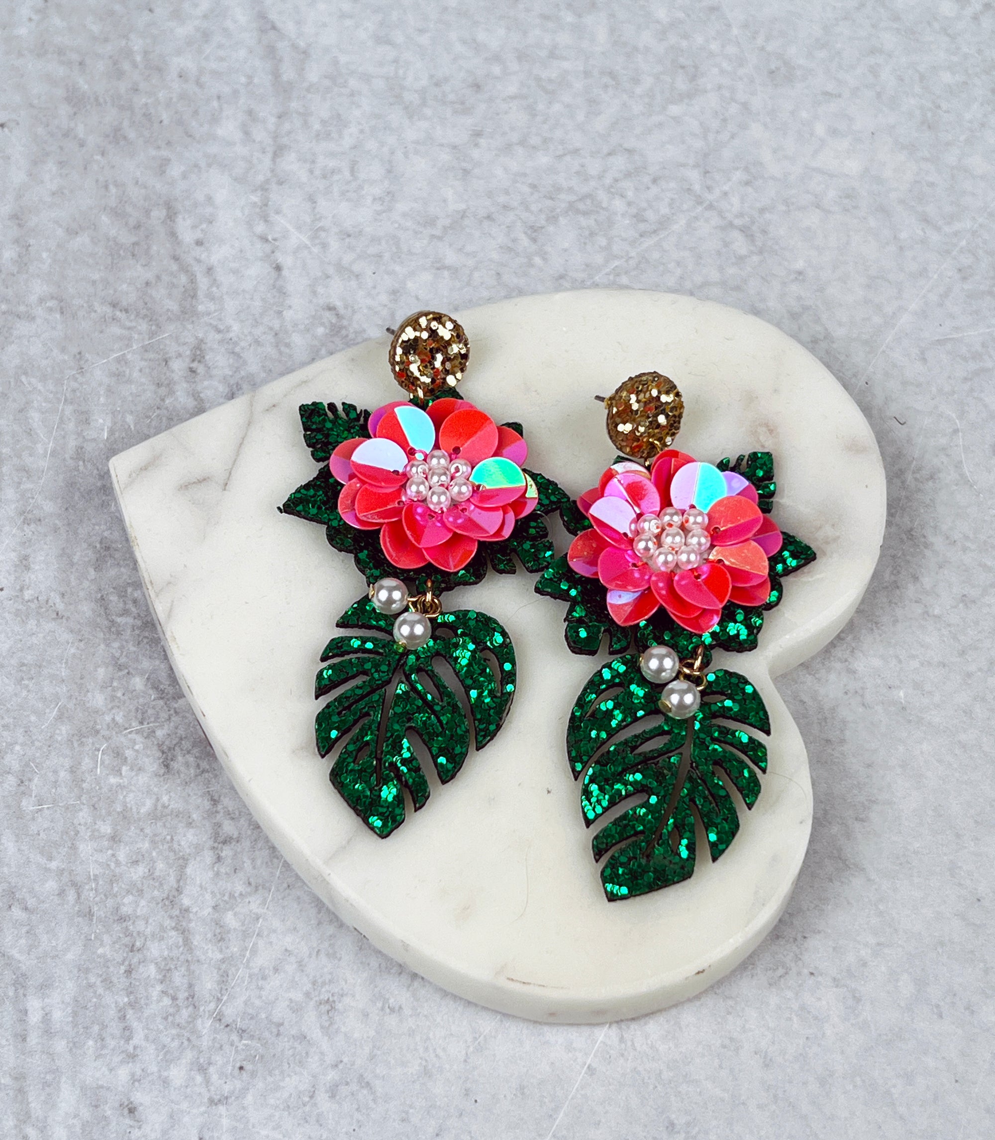 Glamorous Floral and Leafy Earrings