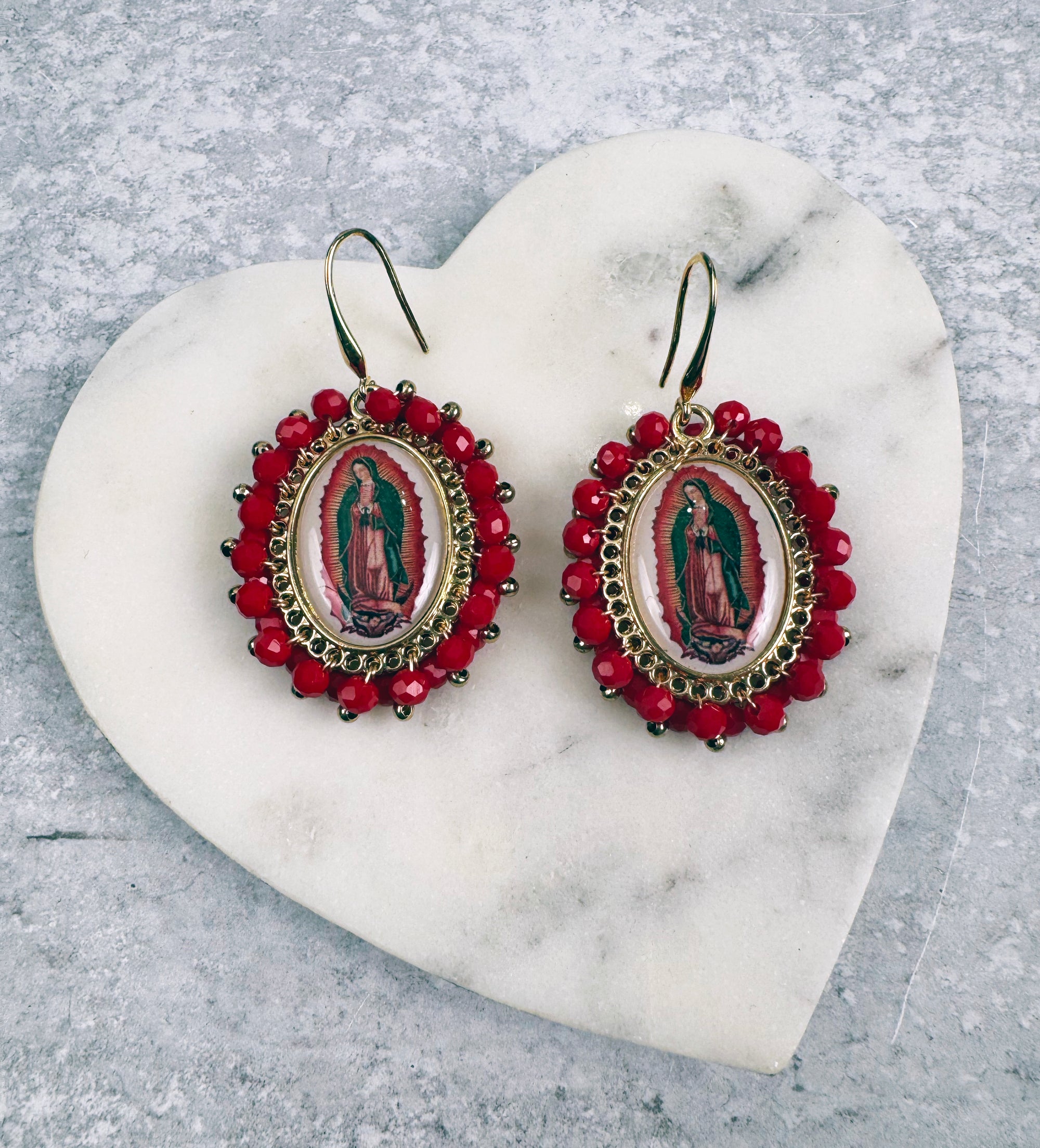 Guadalupe Red Glass Woven Earrings