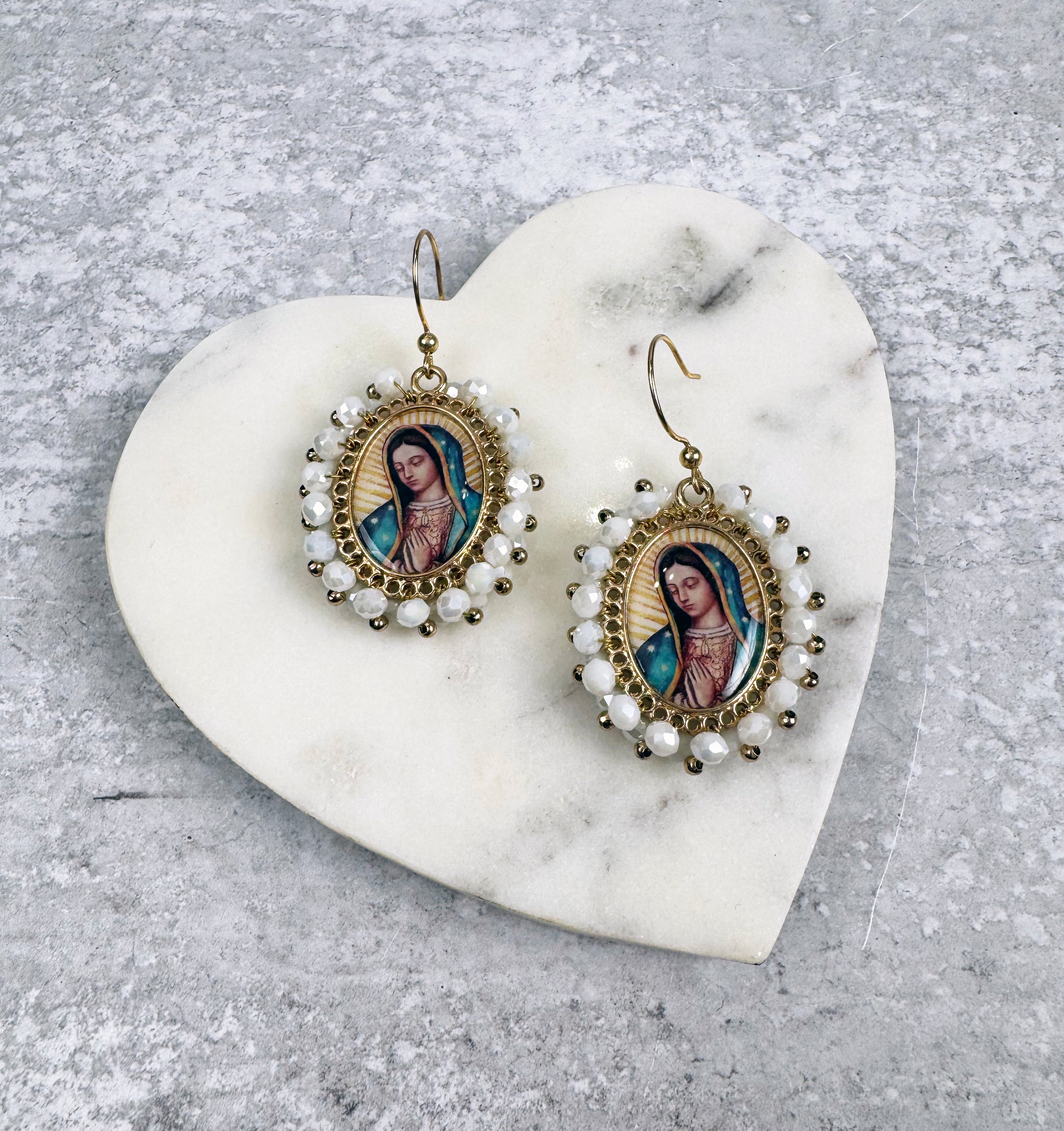 Guadalupe White Glass Woven Earrings