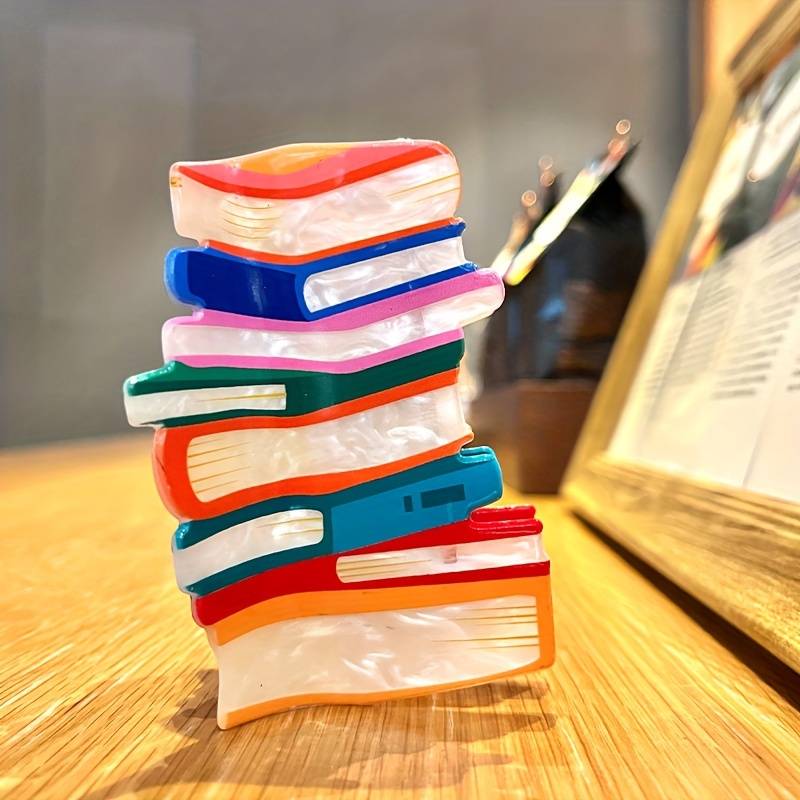 Stack of Books Acrylic Hair Claw