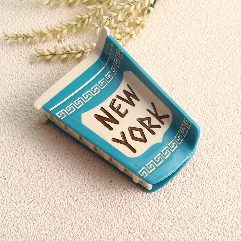 Famous New York Blue Coffee Cup Acrylic Hair Claw