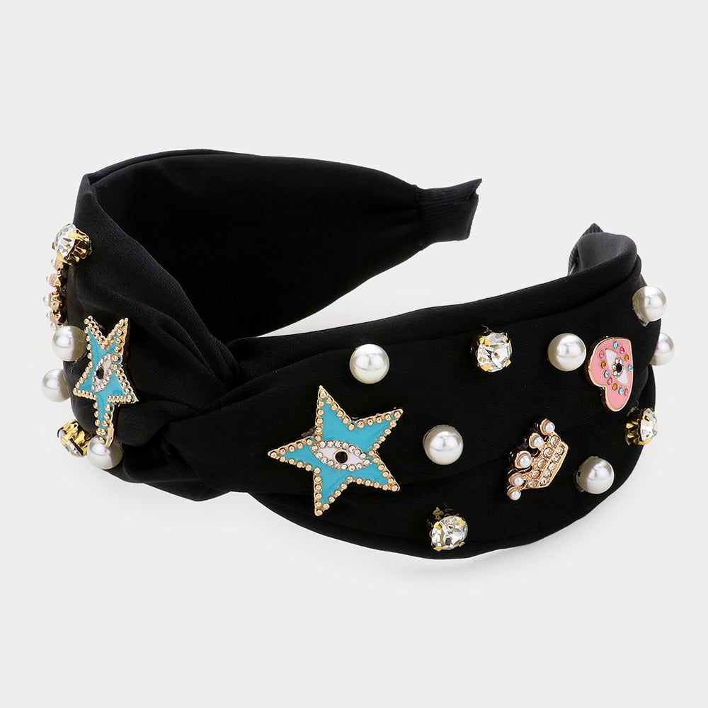 Evil Eye Enamel Charm Headband