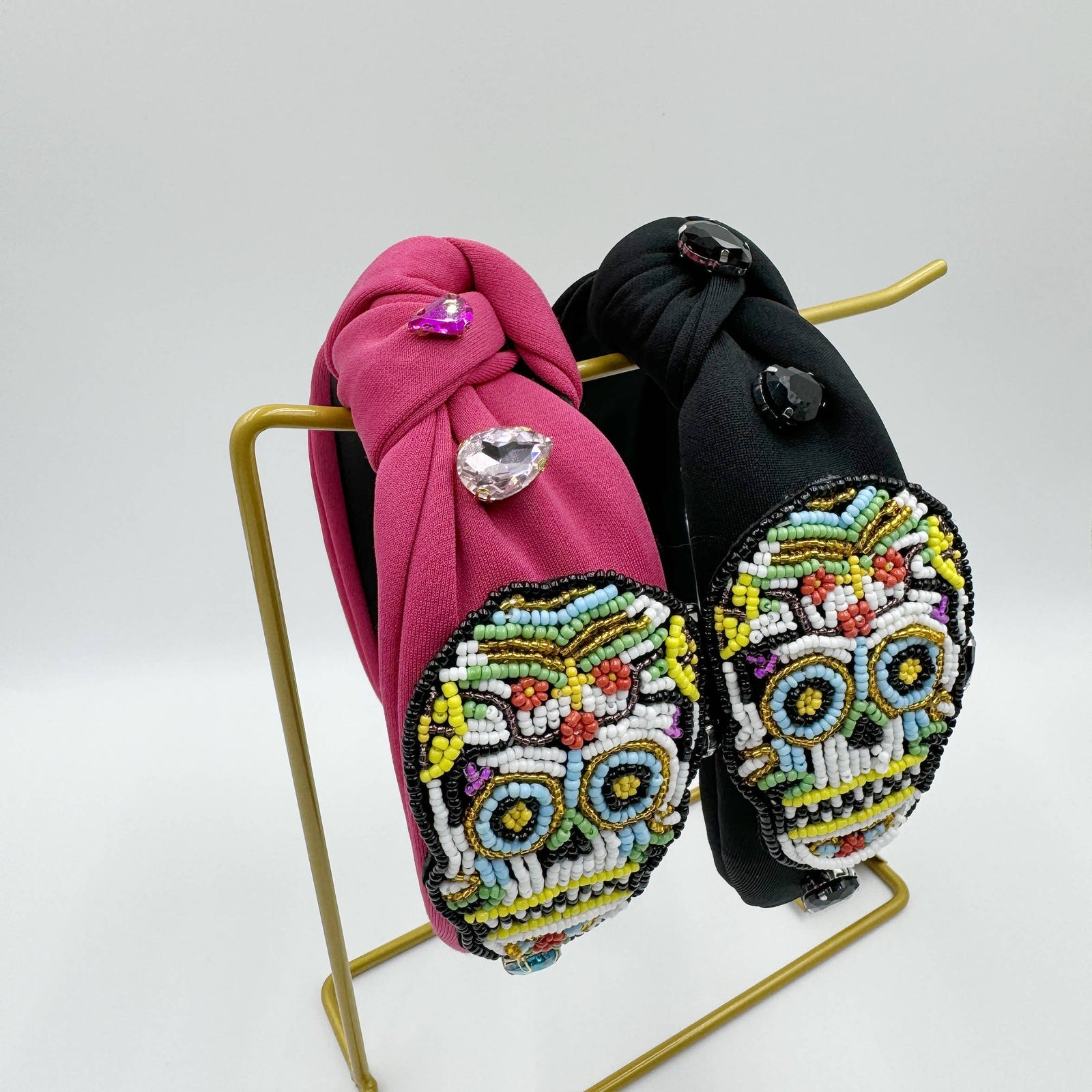 Dia de los Muertos Glass Beaded Sugar Skull Headband