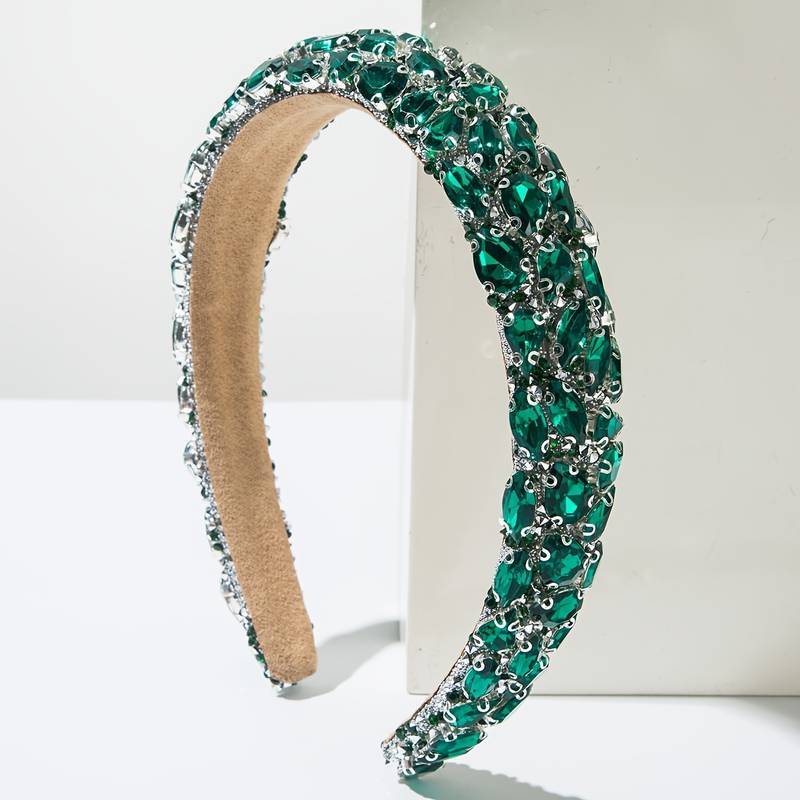 Emerald Green Rhinestone Headband - Scarlette Dove display picture 3