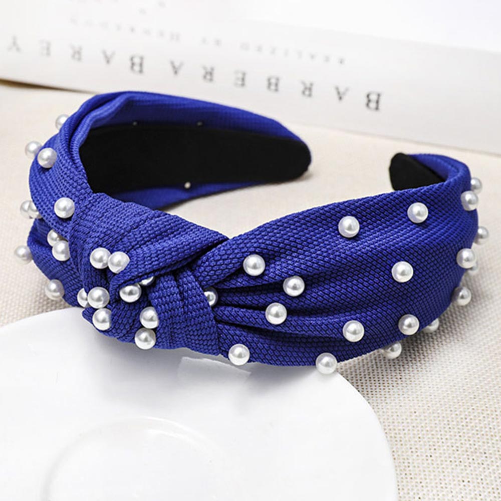 Faux Pearl Cobalt Blue Headband