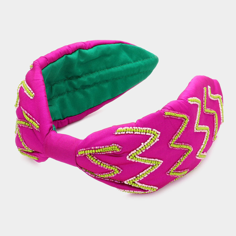 Fuchsia and Chartreuse Pattern Headband