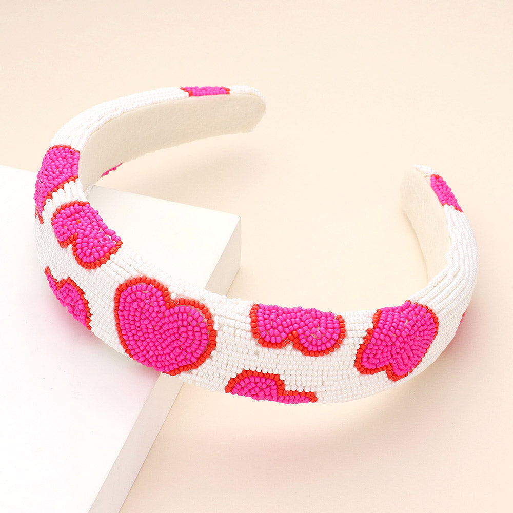 Band of Hearts Seed Bead Headband