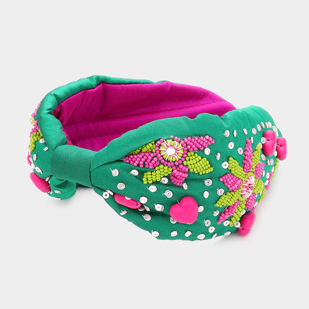 Pink Puffy Heart Headband